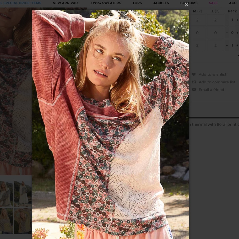POL 💙 279 POL Thermal Relaxed Fit top with Floral Print Contrast BR36
